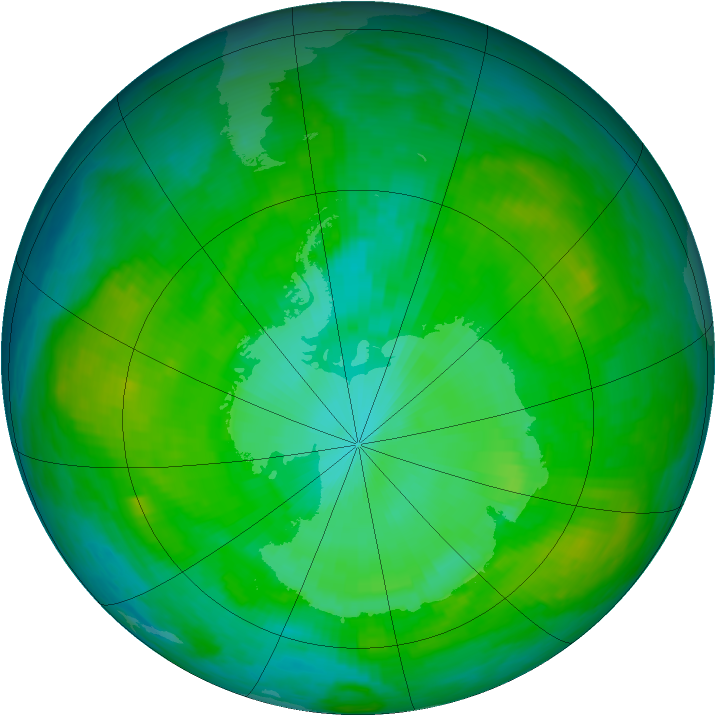 Antarctic ozone map for 08 January 1989